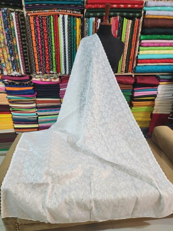 White Breeze Chikankari Lawn Shawl - Image 3