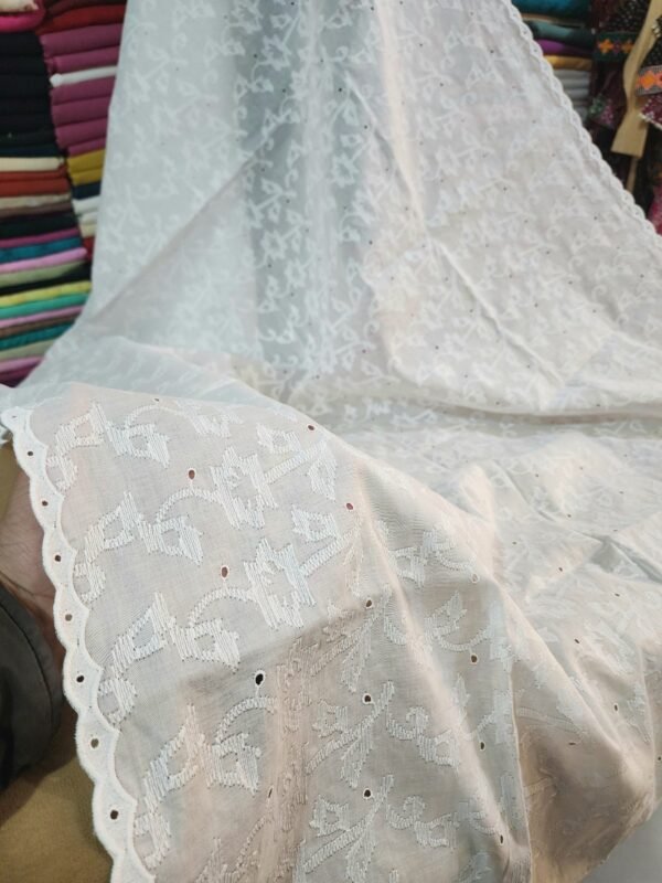 White Breeze Chikankari Lawn Shawl - Image 2