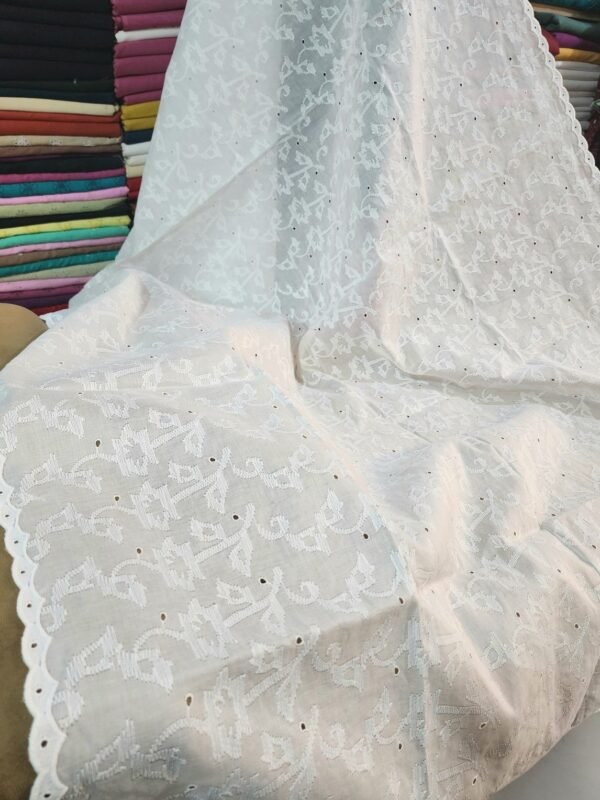 White Breeze Chikankari Lawn Shawl - Image 4