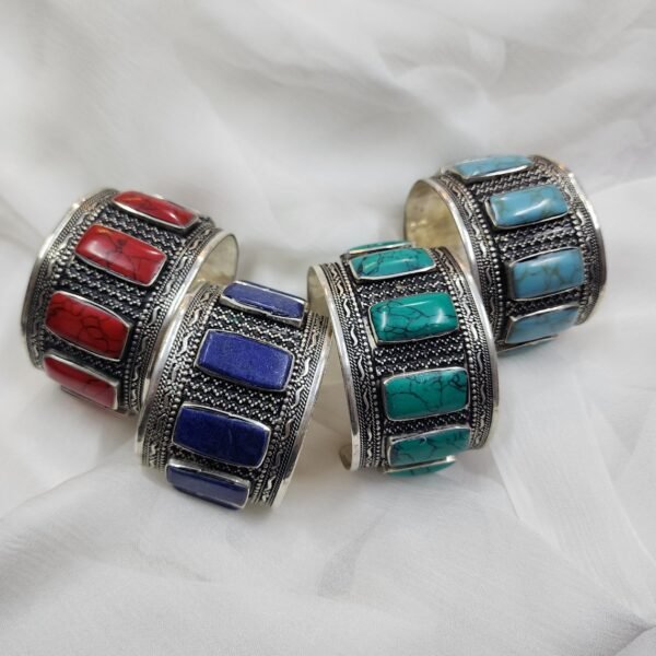 Ethnic Stonework Bracelet Cuff - Image 3