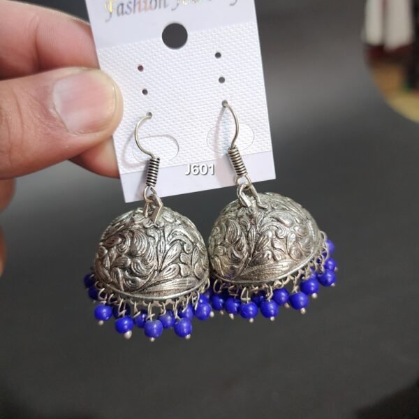 XL Oxidized Jhumkay Metal Earrings