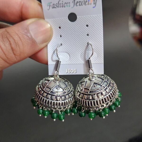 XL Oxidized Jhumkay Metal Earrings