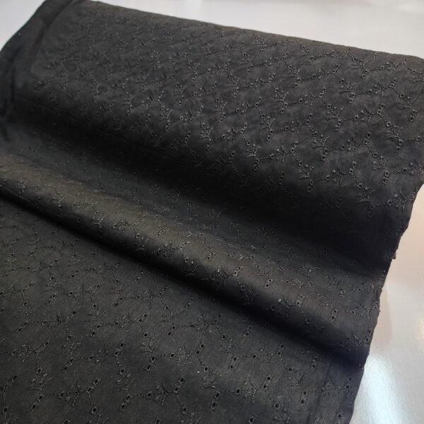 Black Chikankari Allover Trouser Fabric