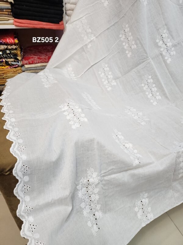 Lawn Chikankari Cutwork Border Breeze Shawl
