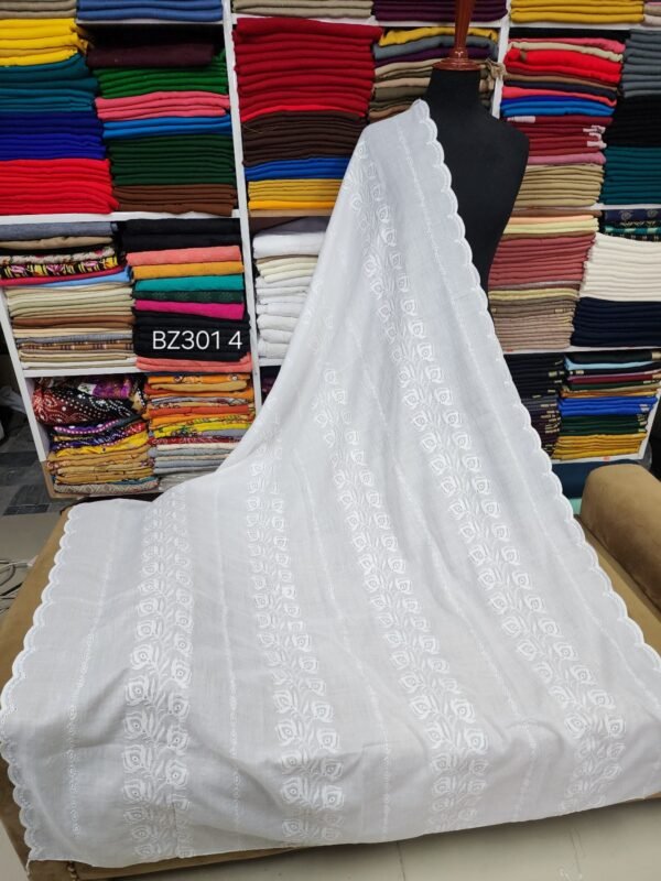 Lawn Chikankari Cutwork Border Breeze Shawl - Image 2