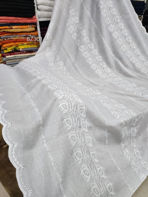 Lawn Chikankari Cutwork Border Breeze Shawl