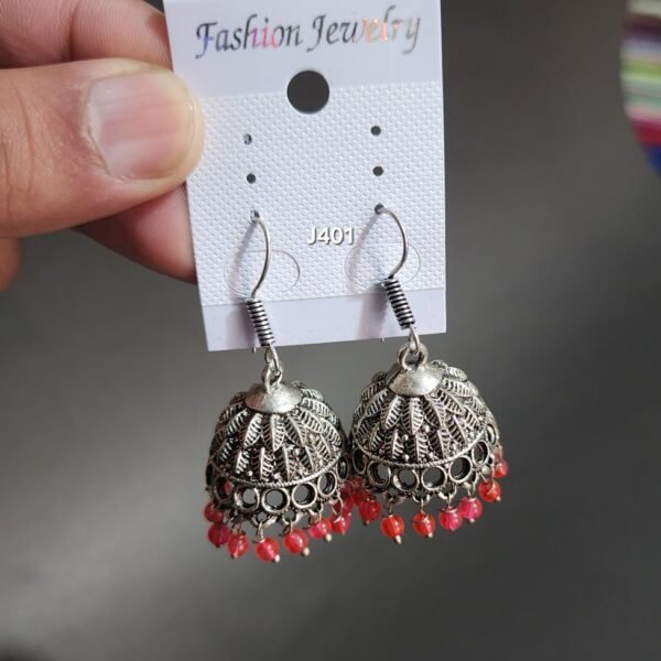 Large Oxidized Jhumkay Metal Earrings