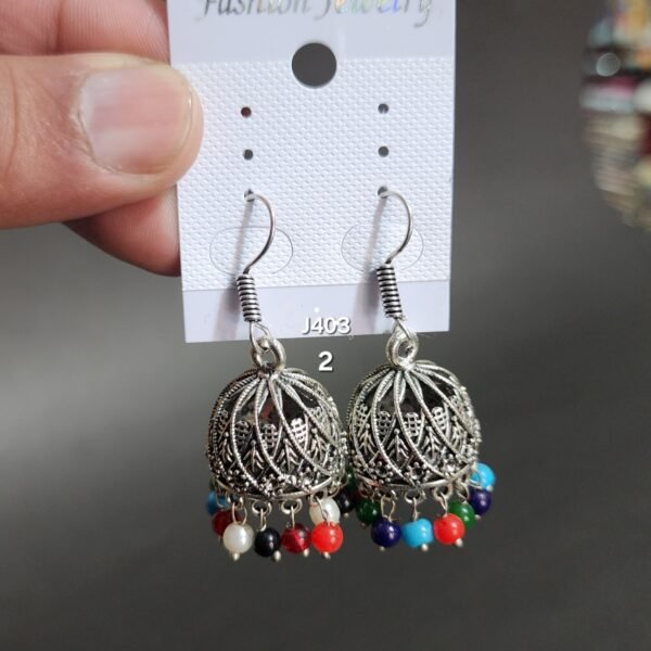 Large Oxidized Jhumkay Metal Earrings