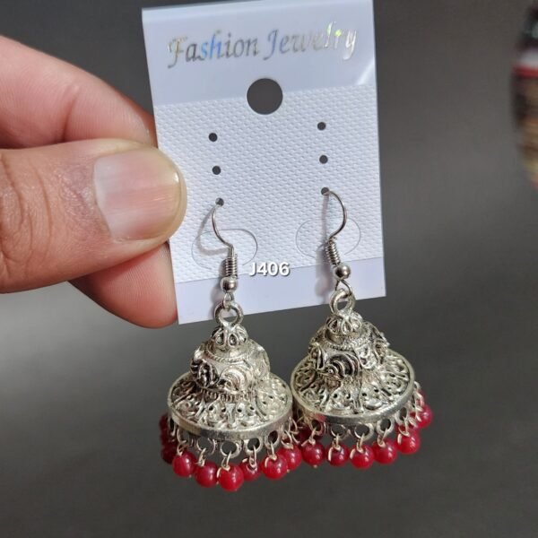 Large Oxidized Jhumkay Metal Earrings