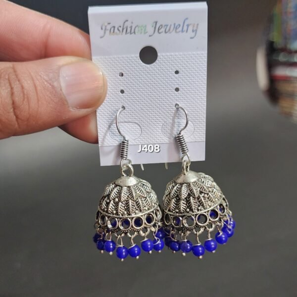 Large Oxidized Jhumkay Metal Earrings