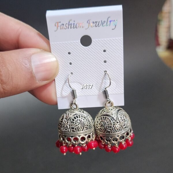 Large Oxidized Jhumkay Metal Earrings