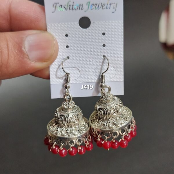 Large Oxidized Jhumkay Metal Earrings