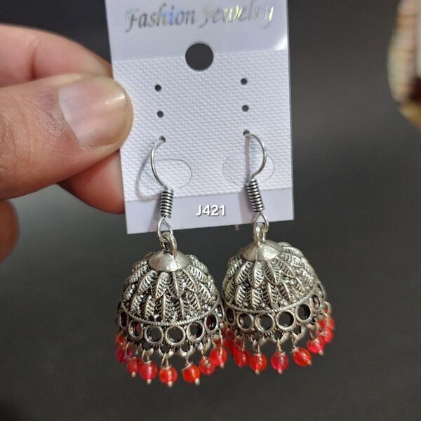 Large Oxidized Jhumkay Metal Earrings