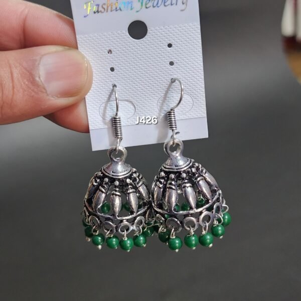 Large Oxidized Jhumkay Metal Earrings