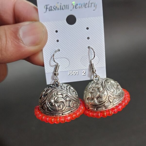 Large Oxidized Jhumkay Metal Earrings