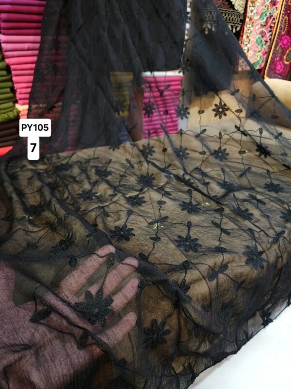 Crinkle Chiffon Embroidered Dupatta