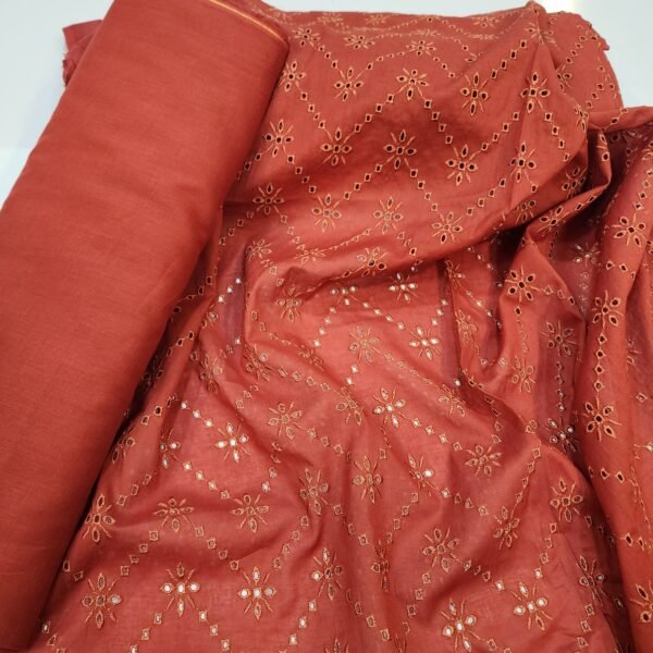 2 Piece Chikankari Breeze Lawn Suit Rust - Image 2