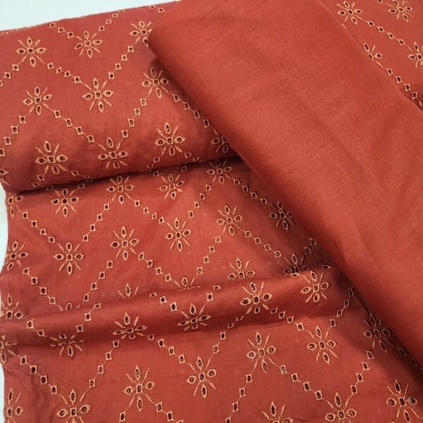 2 Piece Chikankari Breeze Lawn Suit Rust