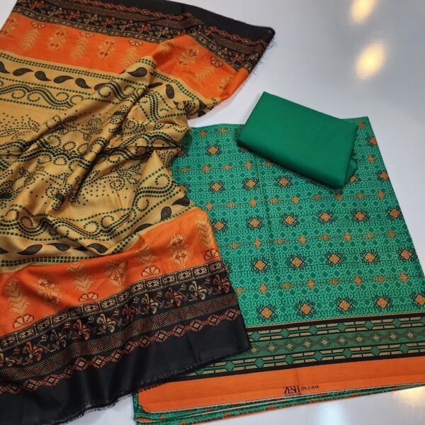 3 Piece Pure Lawn Suit Same Dupatta Zesh Brand 2024 - Image 3