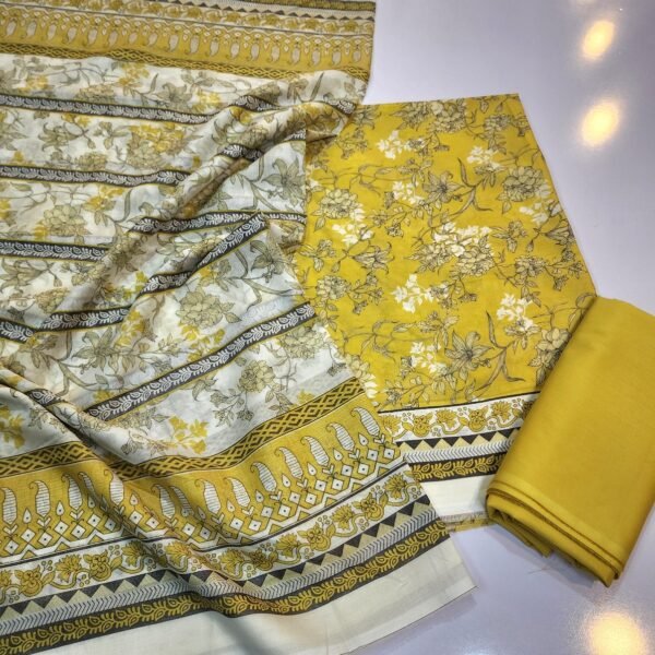 3 Piece Pure Lawn Suit Same Dupatta Zesh Brand 2024 - Image 3