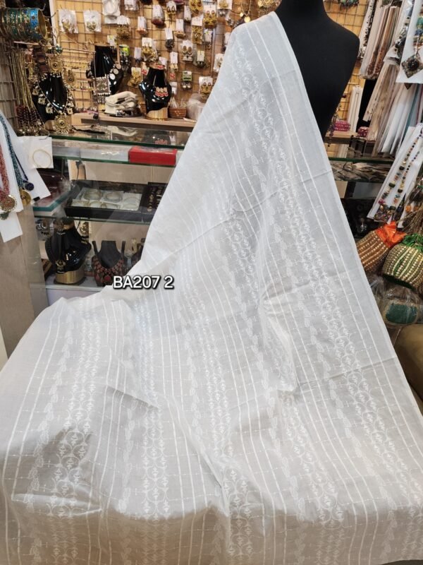 Big Arz White Breeze Chikankari Lawn Shawl - Image 2