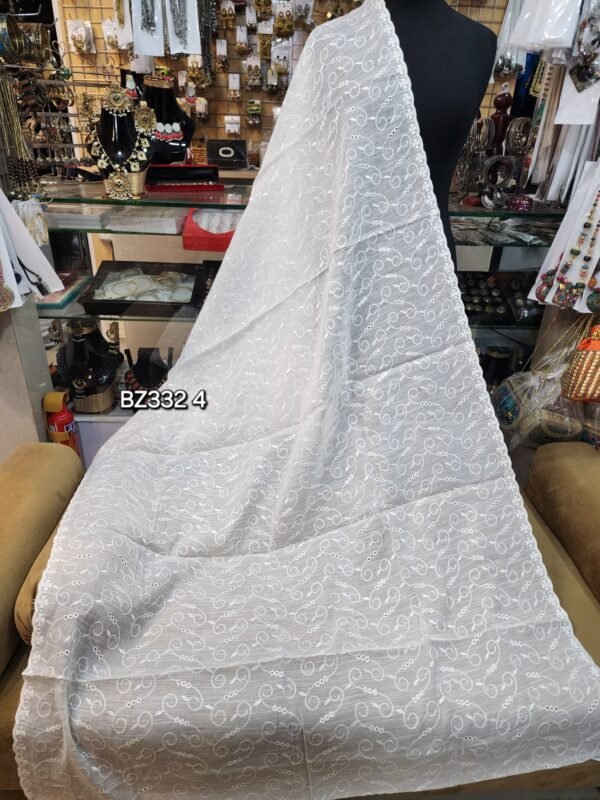 Slub Lawn Chikankari Jaal Shawl - Image 2