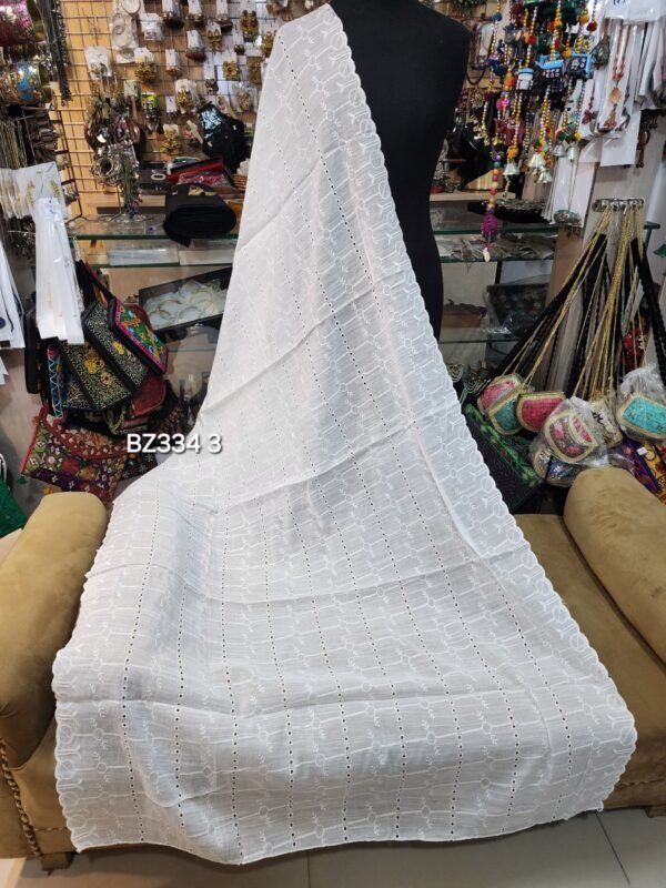 Slub Lawn Chikankari Jaal Shawl - Image 2