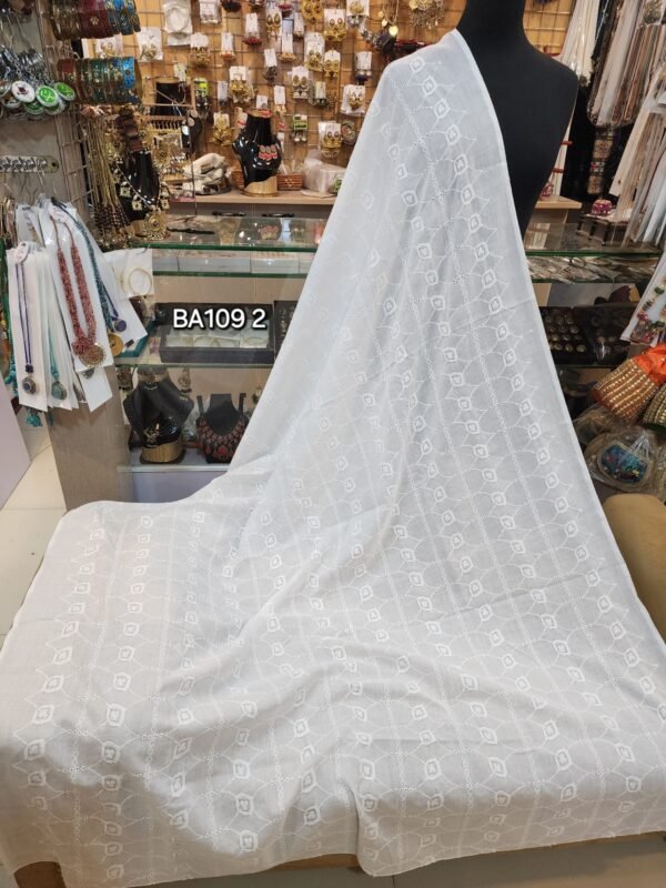 Big Arz White Breeze Chikankari Lawn Shawl - Image 2