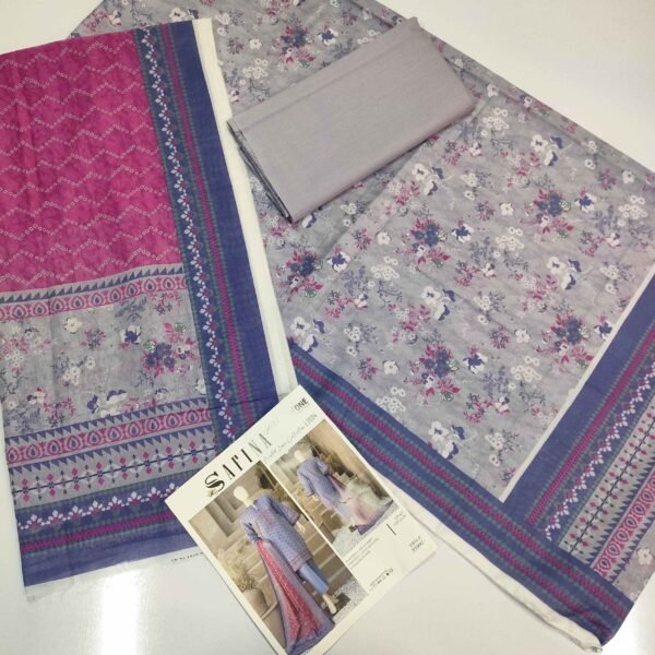 3 Piece Pure Lawn Suit Same Dupatta Safina Premium Lawn 2024