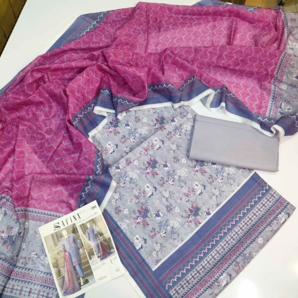3 Piece Pure Lawn Suit Same Dupatta Safina Premium Lawn 2024 - Image 2