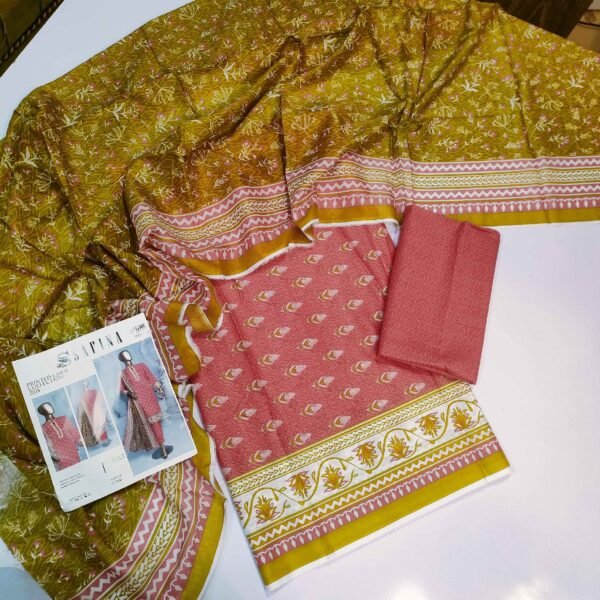 3 Piece Pure Lawn Suit Same Dupatta Safina Premium Lawn 2024 - Image 2