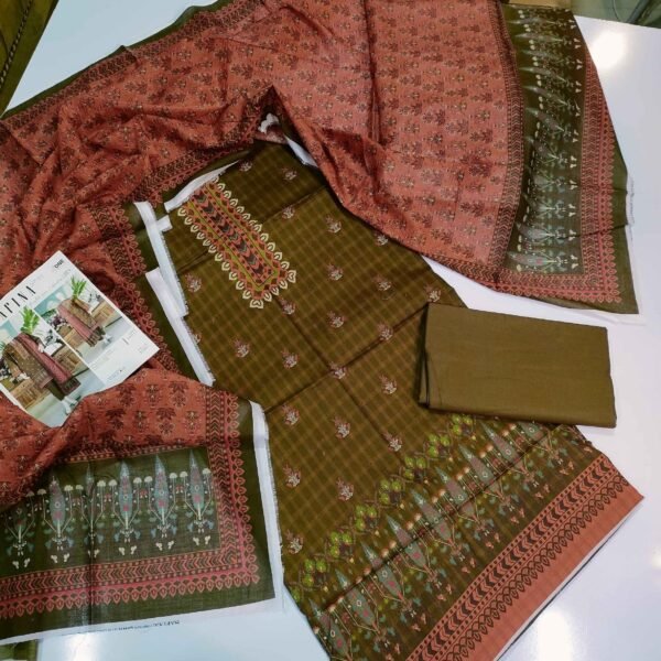 3 Piece Pure Lawn Suit Same Dupatta Safina Premium Lawn 2024 - Image 2