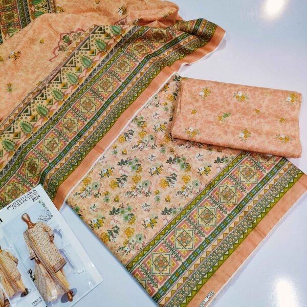 3 Piece Pure Lawn Suit Same Dupatta Safina Premium Lawn 2024 - Image 3