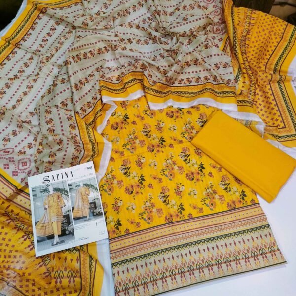 3 Piece Pure Lawn Suit Same Dupatta Safina Premium Lawn 2024 - Image 2