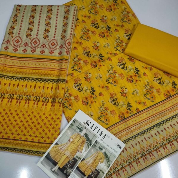 3 Piece Pure Lawn Suit Same Dupatta Safina Premium Lawn 2024