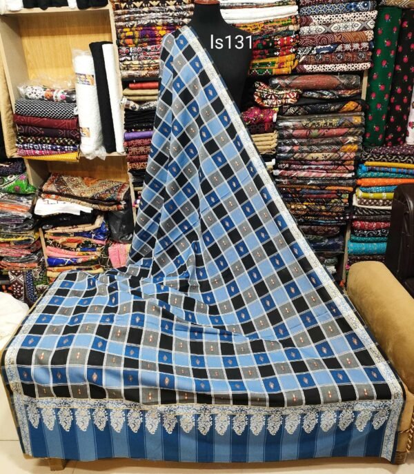 Pure Lawn Check Bindi Shawl - Image 2