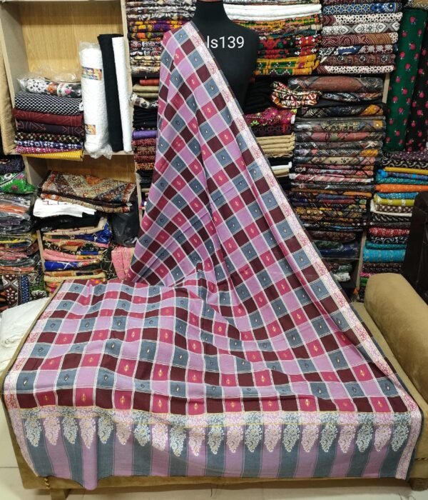 Pure Lawn Check Bindi Shawl - Image 2