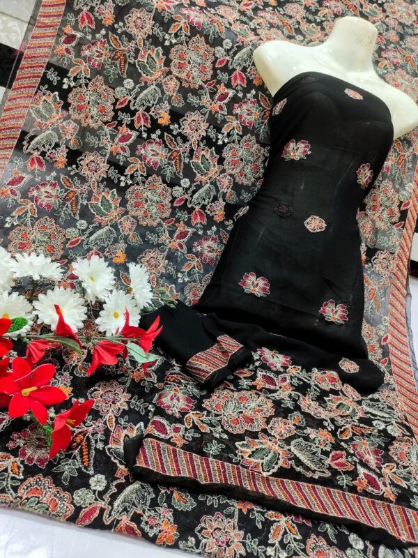 2 Piece Chiffon Embroidered Suit - Image 2