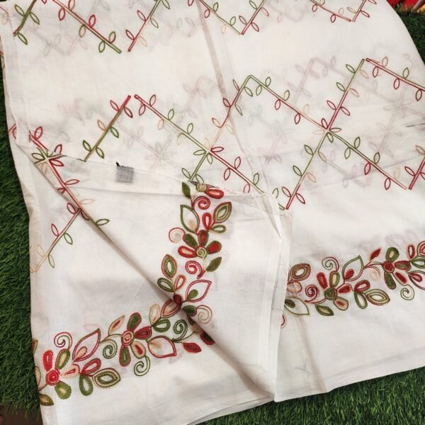 White Pure Lawn Embroidered Dupatta - Image 2