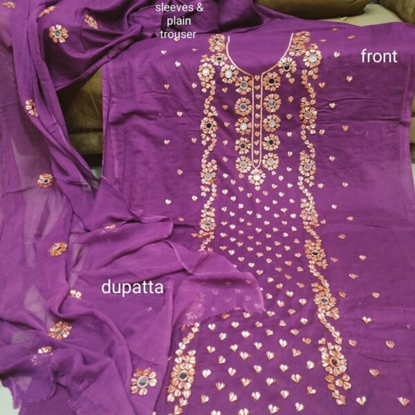 3 Piece lawn Gota Work Handmade Suit