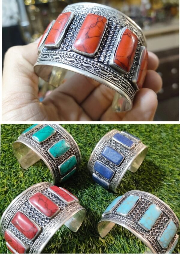 Ethnic Stonework Bracelet Cuff