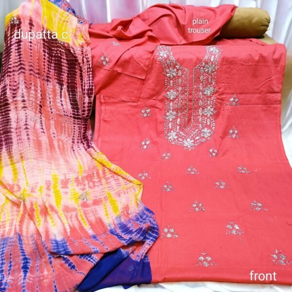 3 Piece lawn Gota Work Handmade Suit - Image 2