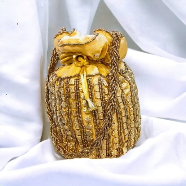 Silk Handmade Potli Bag | Golden