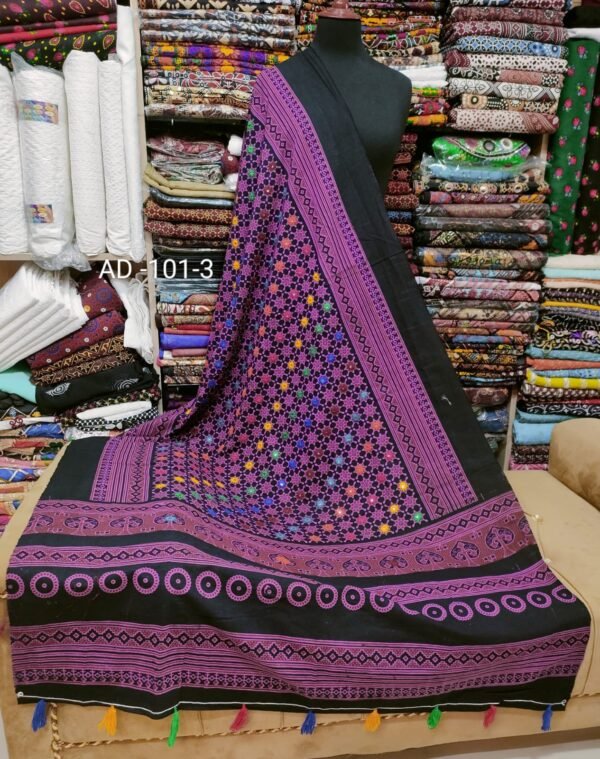 Ajrak Cotton Handmade Dupatta Embroidered