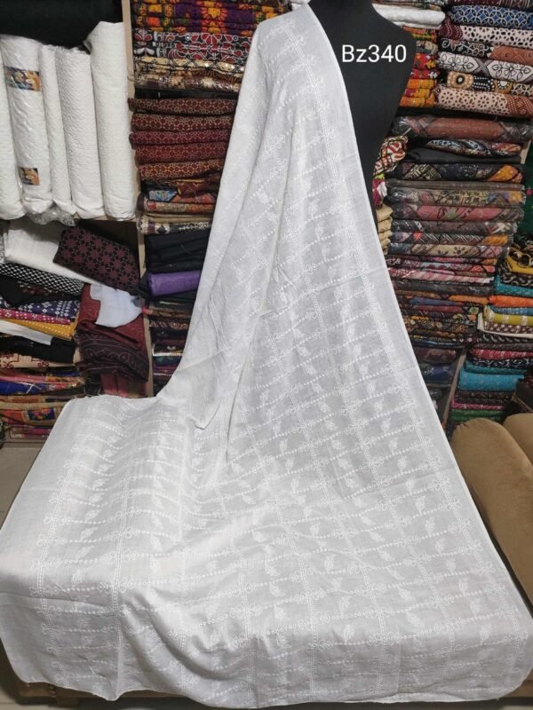 White Lawn Chikankari Shawl - Image 2