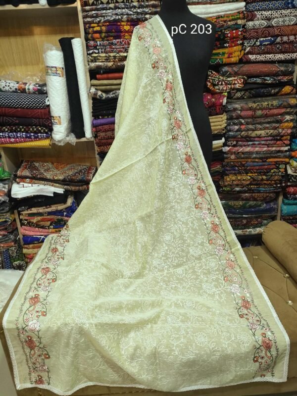 Paper Lawn Fancy Embroidered Dupatta Multi Border - Image 2