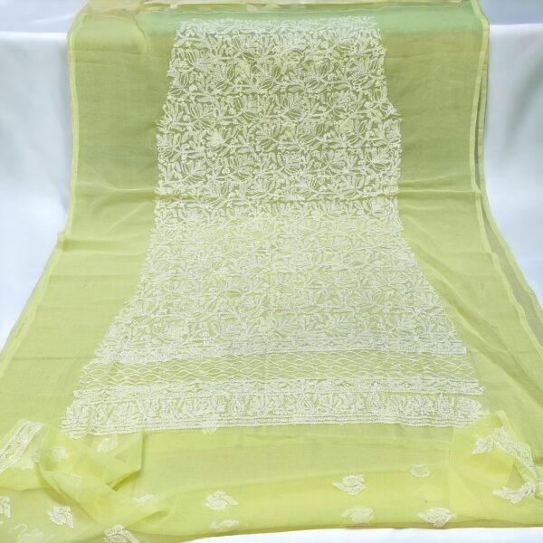 Lucknow Chikankari Unstitched Shirt on Chiffon - Image 2