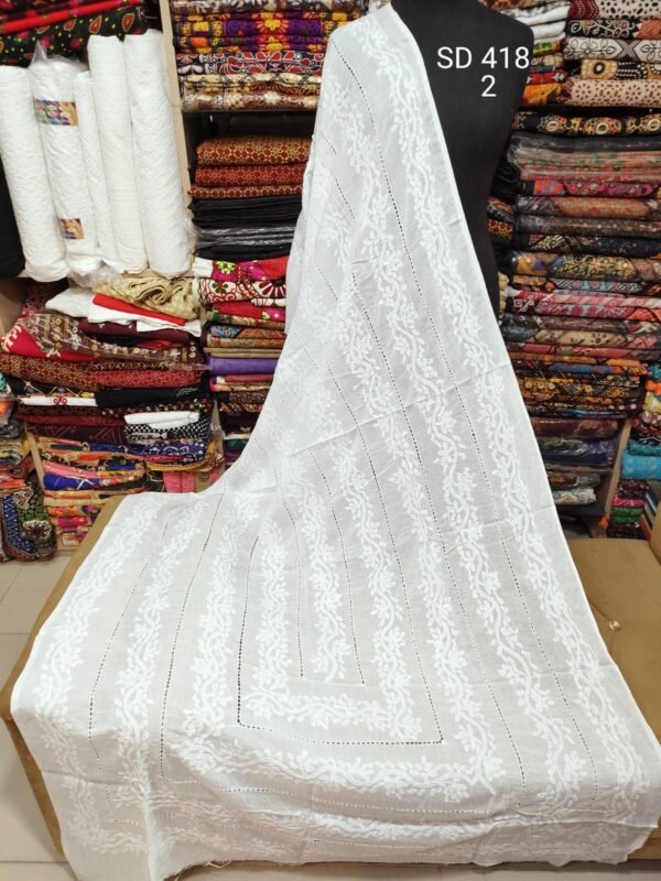 White Handmade Tarkashi Shadow Dupatta Shawl