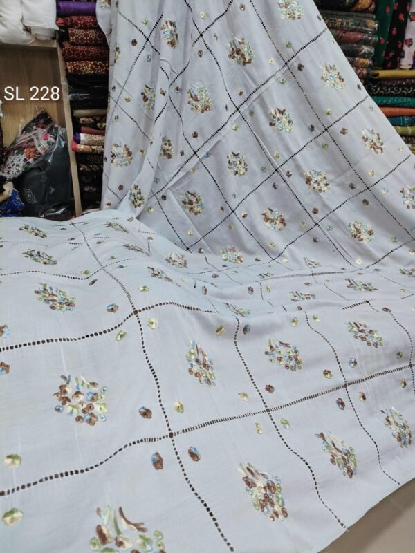 Swiss Lawn Hand Embroidered Tarkashi Shawl