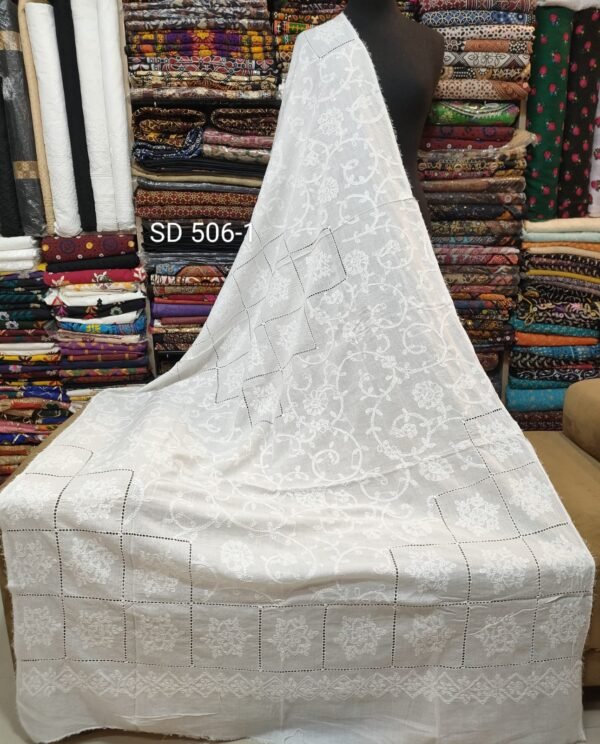 White Handmade Tarkashi Shadow Dupatta Shawl - Image 2